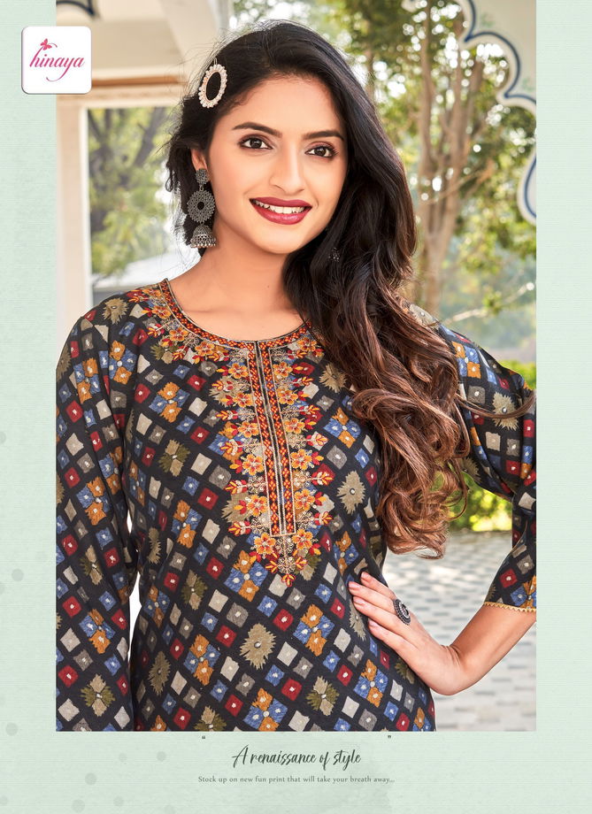 Karishma By Hinaya Modal Foil Printed Kurtis Wholesale Clothing Suppliers In India